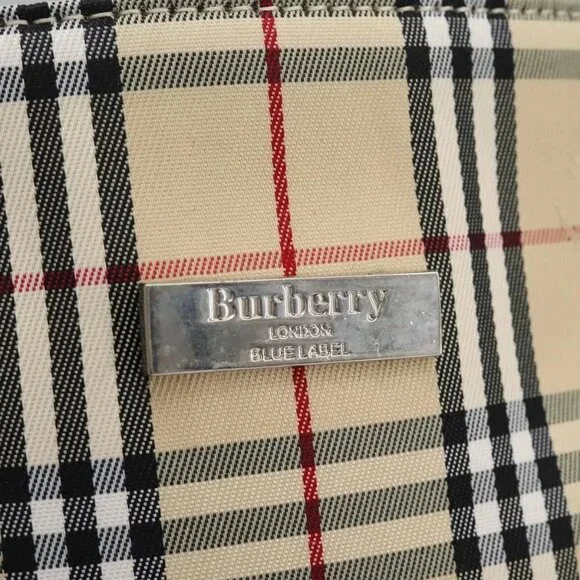 BURBERRY Nova Check Blue Label Shoulder Bag Canvas Beige Silver Auth 113784 - Picture 11 of 15